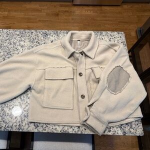 Free People Cream Sherpa Fleece Jacket